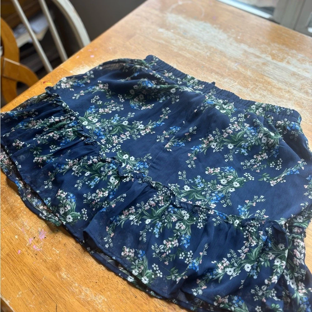 Mi Ami Floral Mini Skirt - Blue and Green Floral